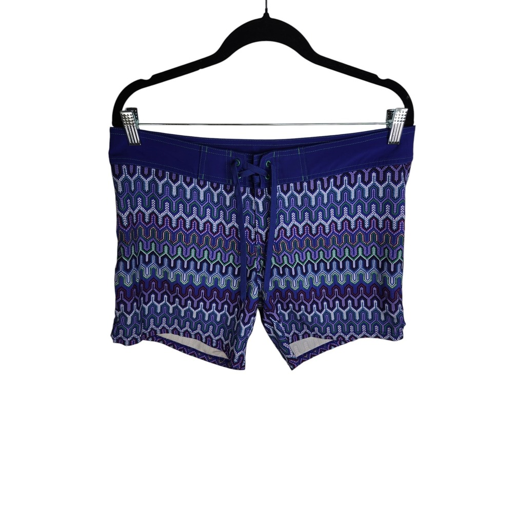 PrAna Board Shorts Women Medium Purple Geometric W3MAKE113 Swim Trunks